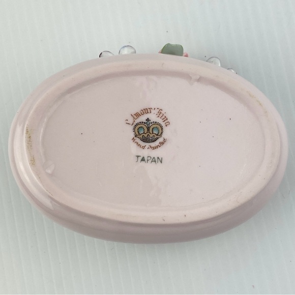 L'Amour Pink Floral Ashtray Decorative Dish Handpainted China - Picture 9 of 10